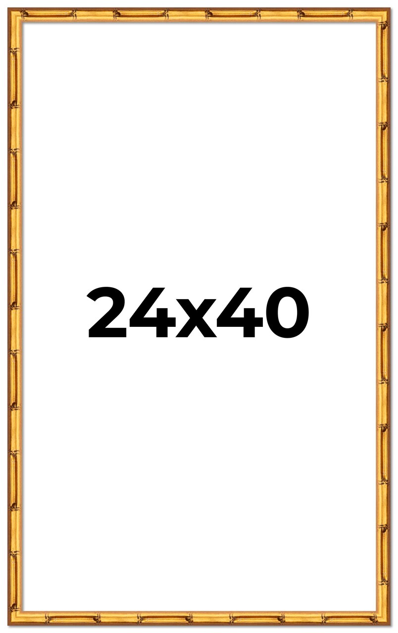 24x40 Bamboo Picture Frame with UV-Resistant Acrylic & Acid Free Backing, Available in 4 Finishes - Brown, Black, Gold, and Natural
